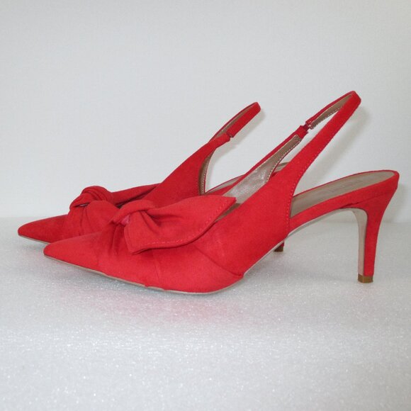 NORDSTROM RACK RED SUEDE SLING BACKS - Picture 4 of 14